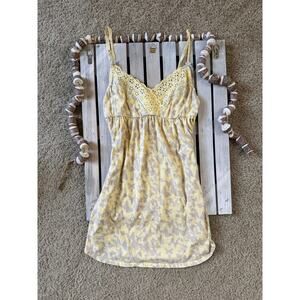 Vintage Y2K Victoria's Secret Gray Yellow Lace Butterfly Babydoll Dress